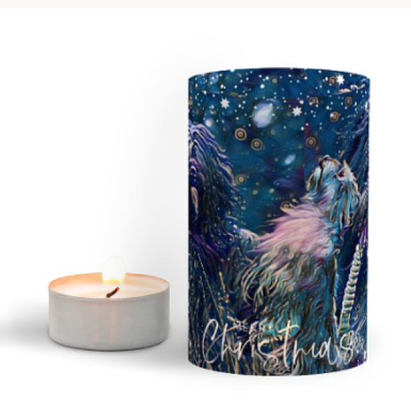 Windlicht Tibet Terrier - Winternacht